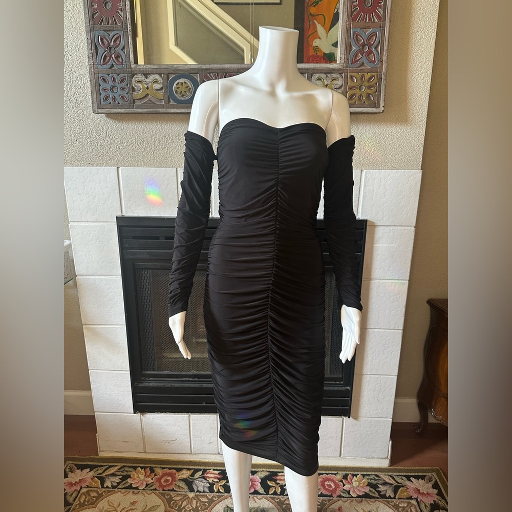 Windsor Black Ruched Off-Shoulder Dress